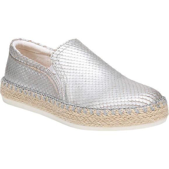 Dr. SCHOLLS Sz 9 silver metallic snake print slip on shoes loafers Espadrille - Picture 1 of 8